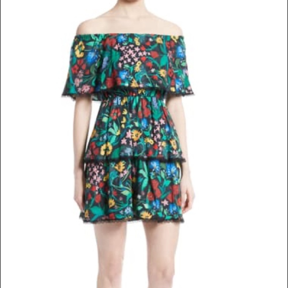 Alice and Olivia Tylie Tiered Ruffle Floral Dress